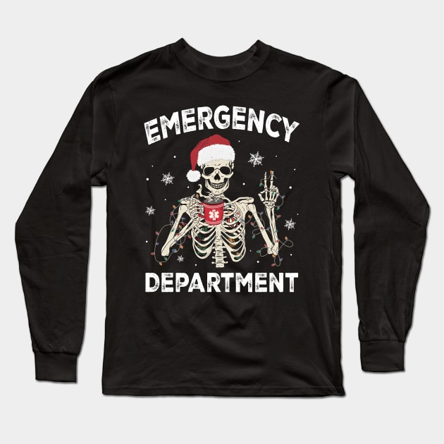 Emergency Department Christmas, Skeleton Christmas Long Sleeve T-Shirt by kiperb